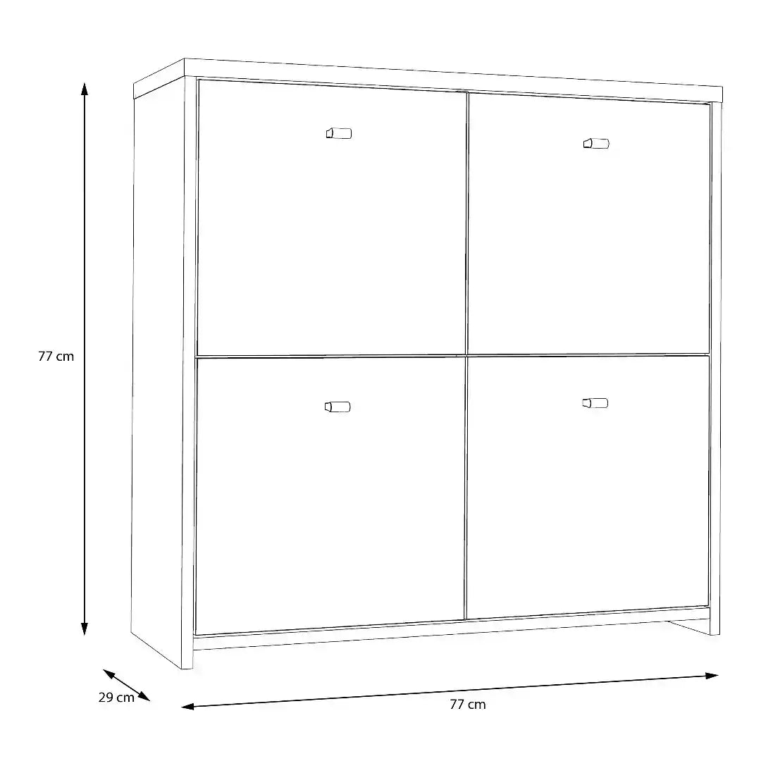 Best Chest Storage Cabinet with 4 Doors in Concrete Optic Dark Grey/Old - Wood Vintage - Price Crash Furniture