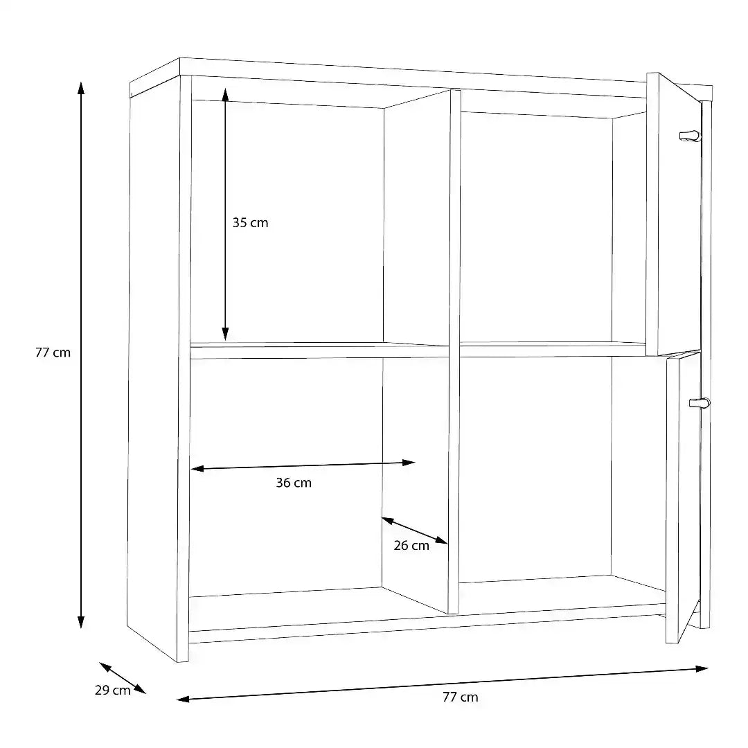 Best Chest Storage Cabinet with 4 Doors in Concrete Optic Dark Grey/Old - Wood Vintage - Price Crash Furniture