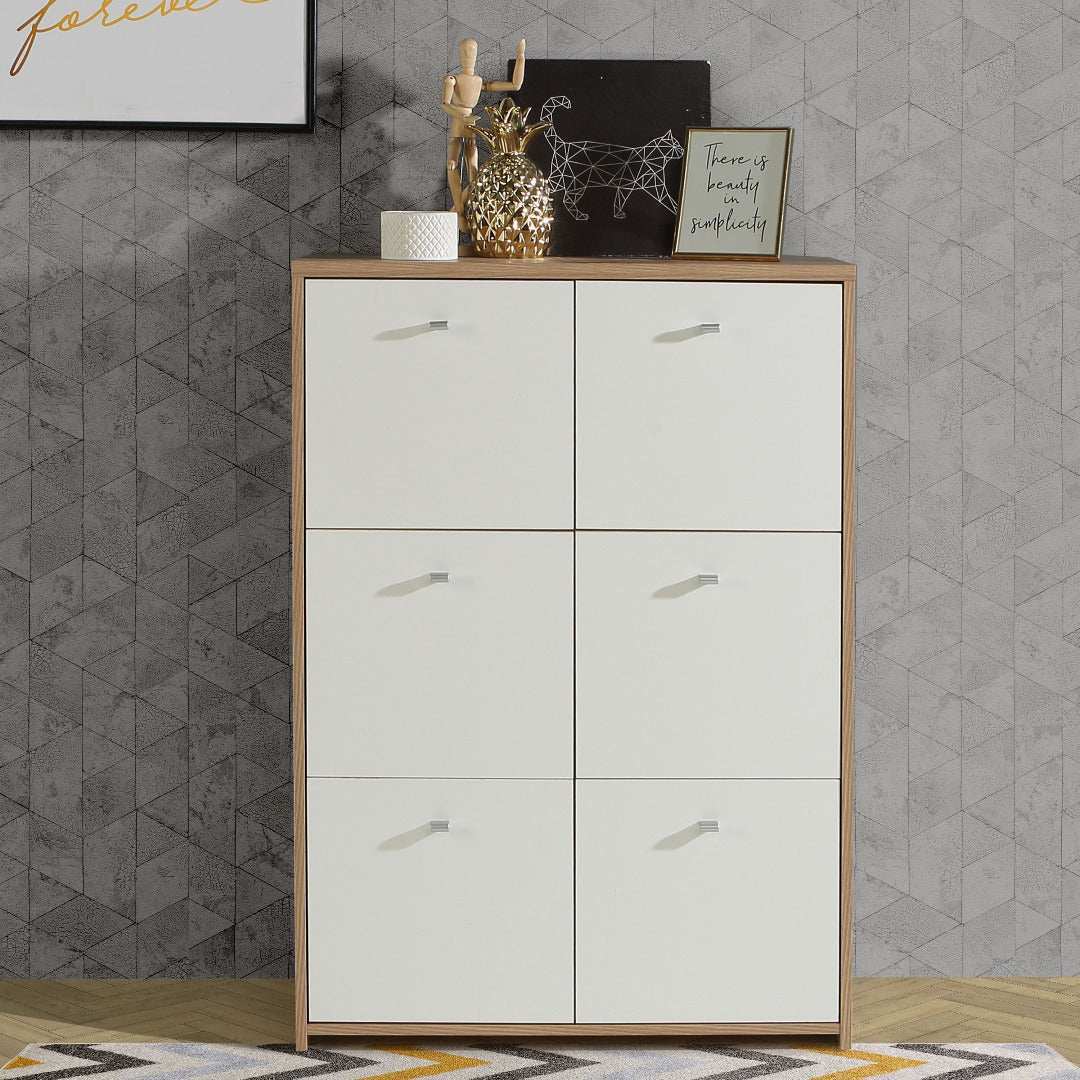 Best Chest Storage Cabinet with 6 Doors in Artisan Oak/White - Price Crash Furniture
