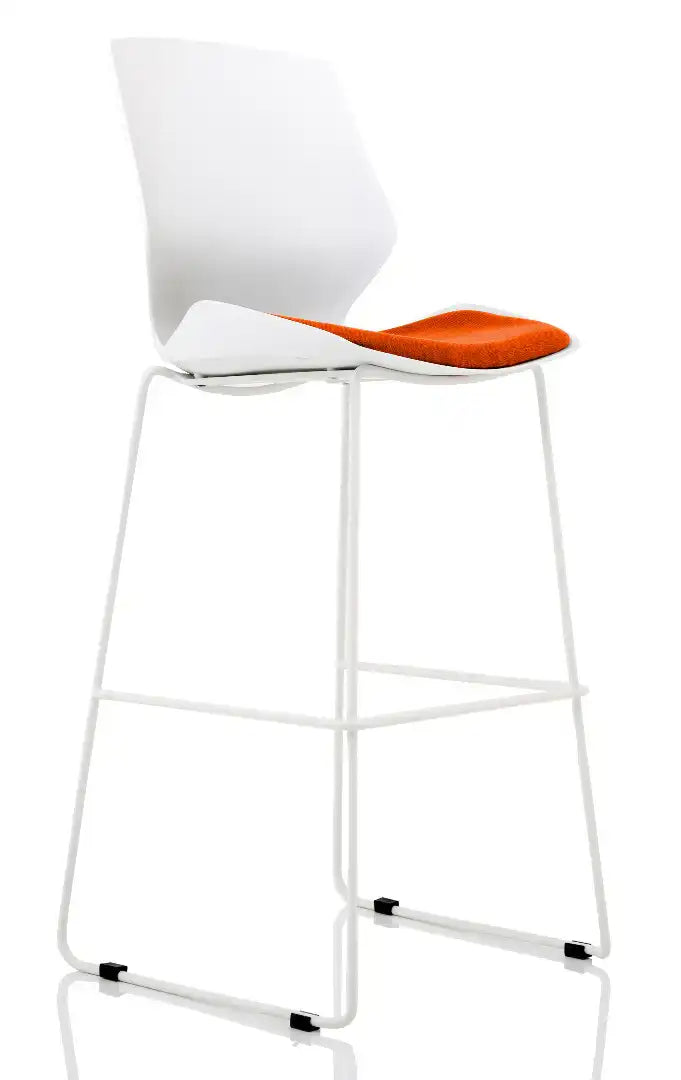 Florence White Frame Fabric Seat High Stool Chair - Price Crash Furniture