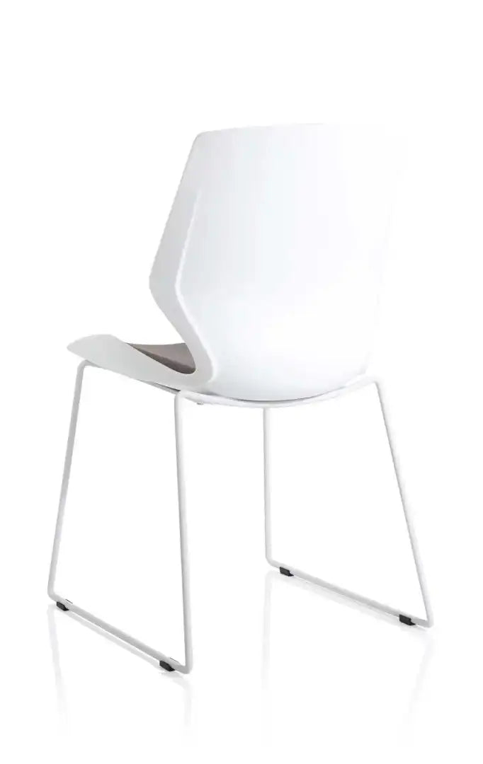 Florence Sled White Frame Fabric Seat Visitor Chair - Price Crash Furniture