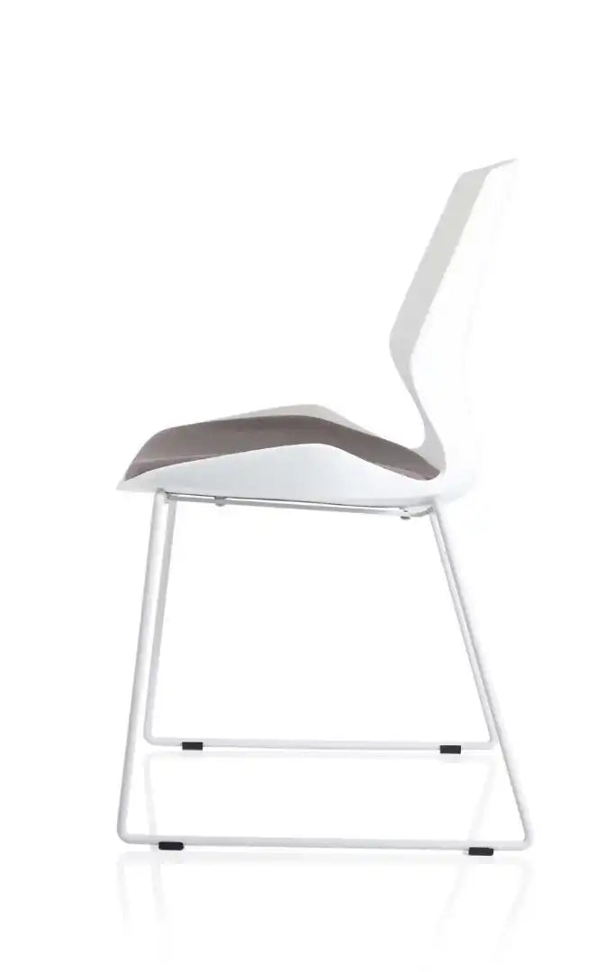 Florence Sled White Frame Fabric Seat Visitor Chair - Price Crash Furniture