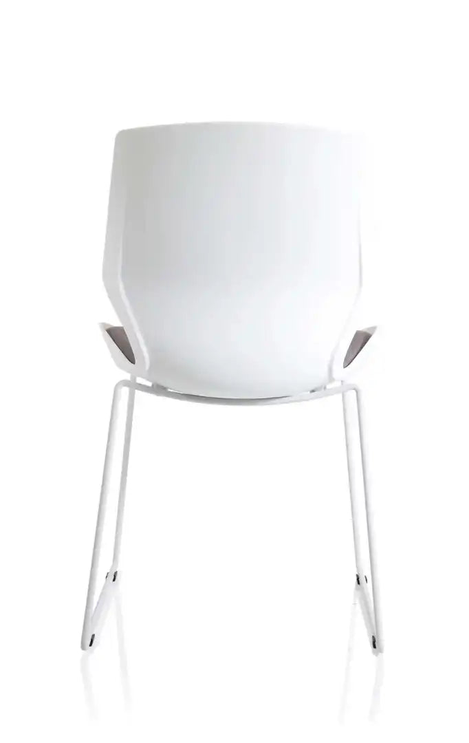 Florence Sled White Frame Fabric Seat Visitor Chair - Price Crash Furniture