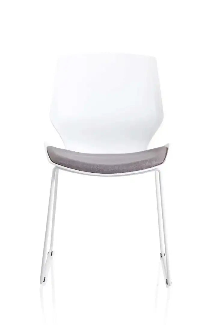 Florence Sled White Frame Fabric Seat Visitor Chair - Price Crash Furniture