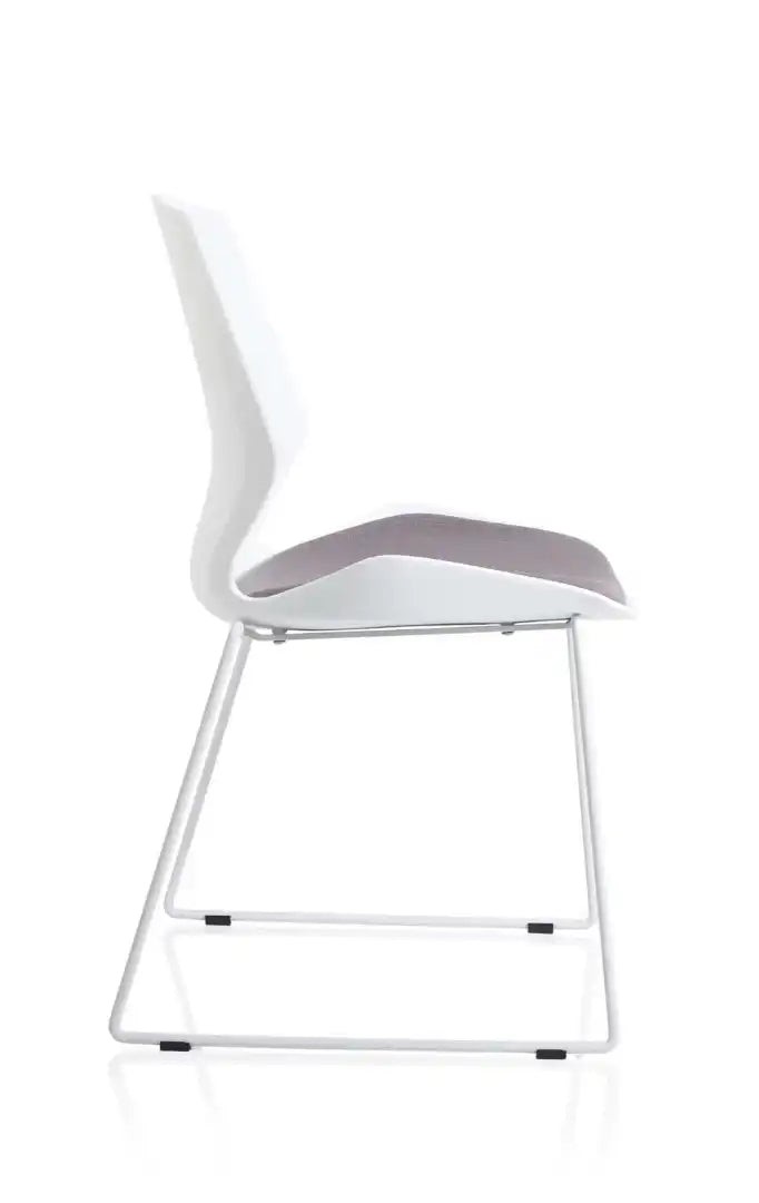 Florence Sled White Frame Fabric Seat Visitor Chair - Price Crash Furniture