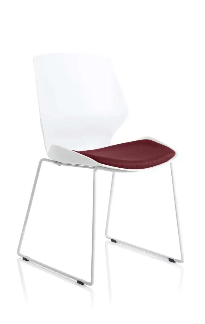 Florence Sled White Frame Fabric Seat Visitor Chair - Price Crash Furniture