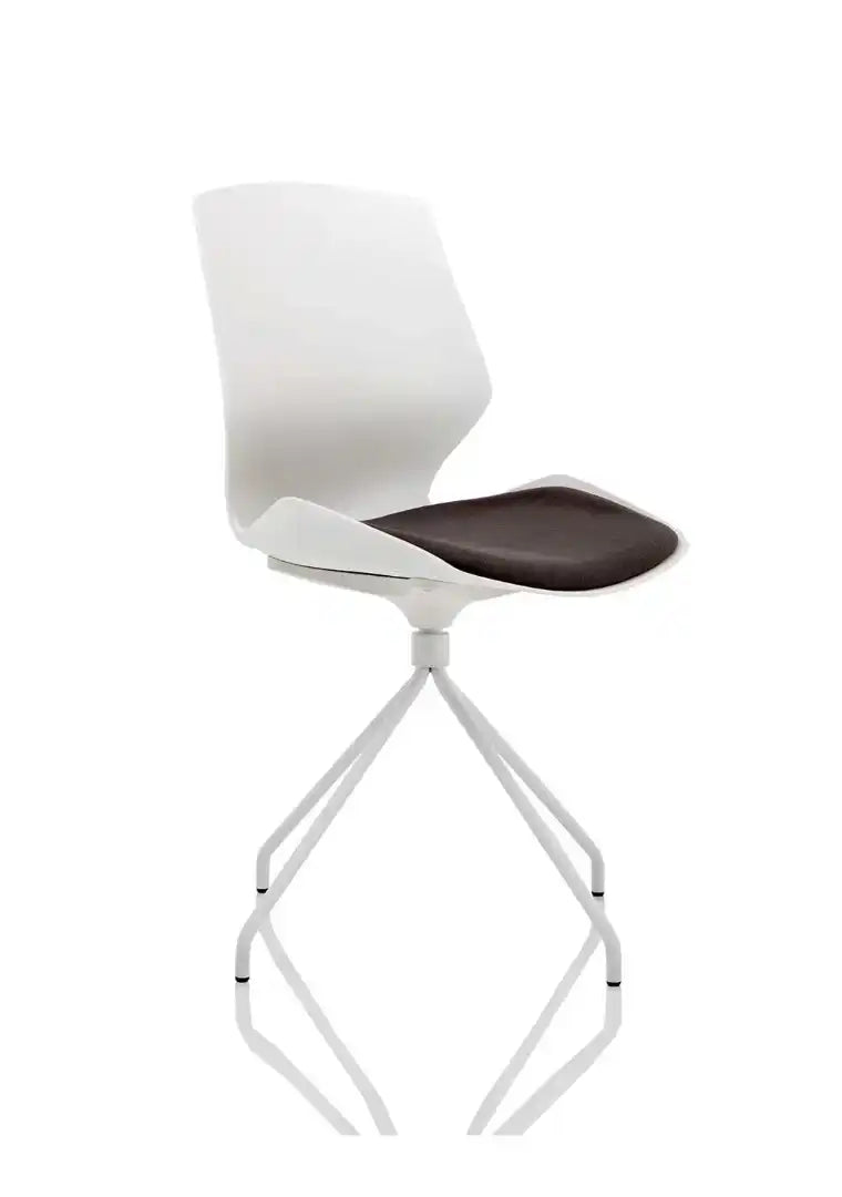 Florence Spindle White Frame Fabric Seat Visitor Chair - Price Crash Furniture