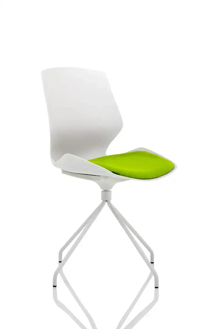 Florence Spindle White Frame Fabric Seat Visitor Chair - Price Crash Furniture