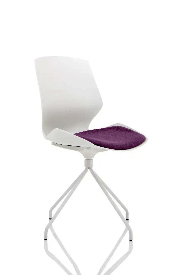 Florence Spindle White Frame Fabric Seat Visitor Chair - Price Crash Furniture