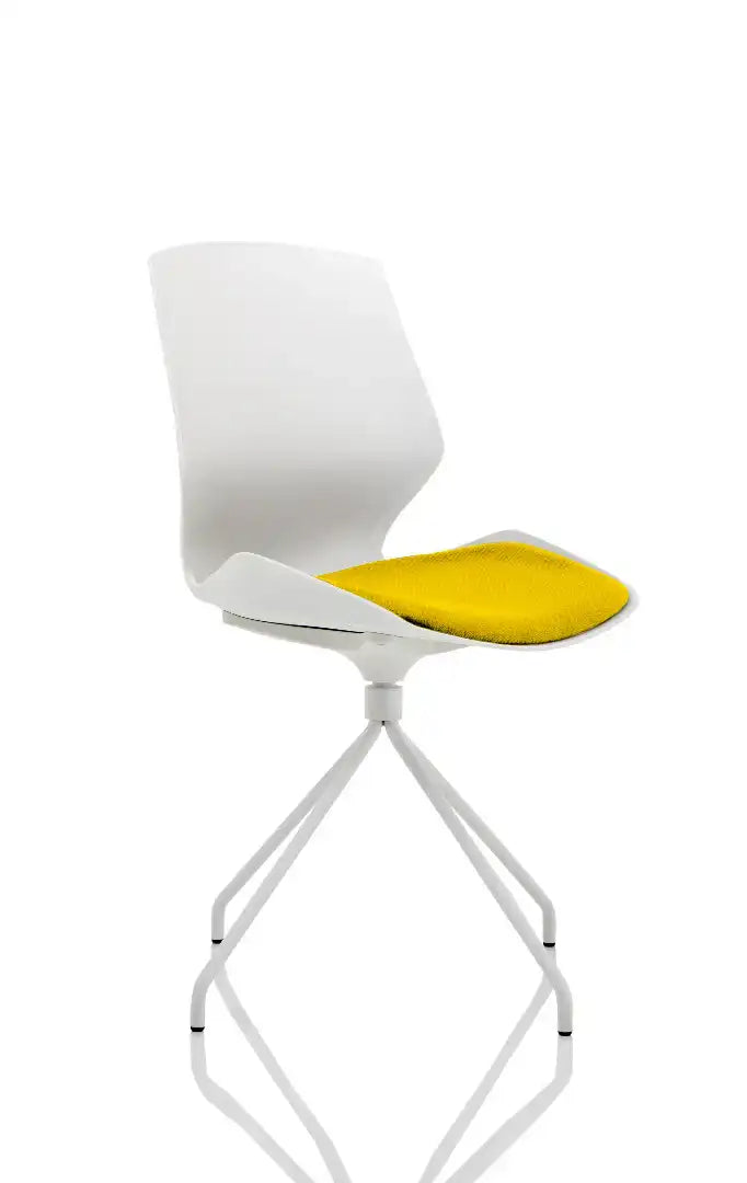 Florence Spindle White Frame Fabric Seat Visitor Chair - Price Crash Furniture