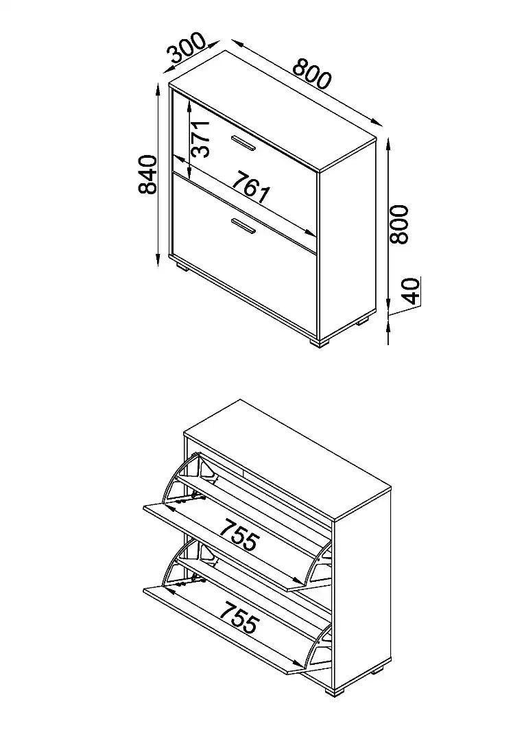 Lido - White high gloss 2 door shoe cabinet - Price Crash Furniture