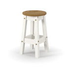 Core Corona White low round breakfast stools (pair) - Price Crash Furniture