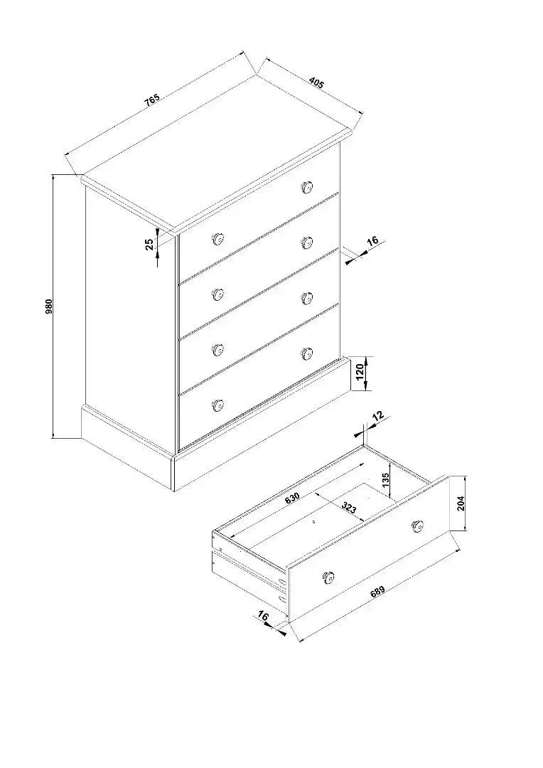 Cotswold 4 drawer chest of drawers - Price Crash Furniture