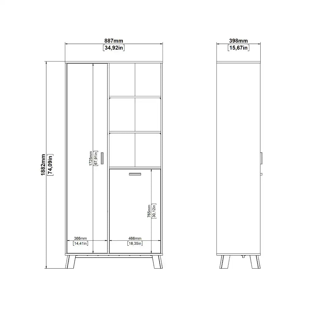 Ikast China Cabinet 2 Doors in Jackson Hickory and White - Price Crash Furniture