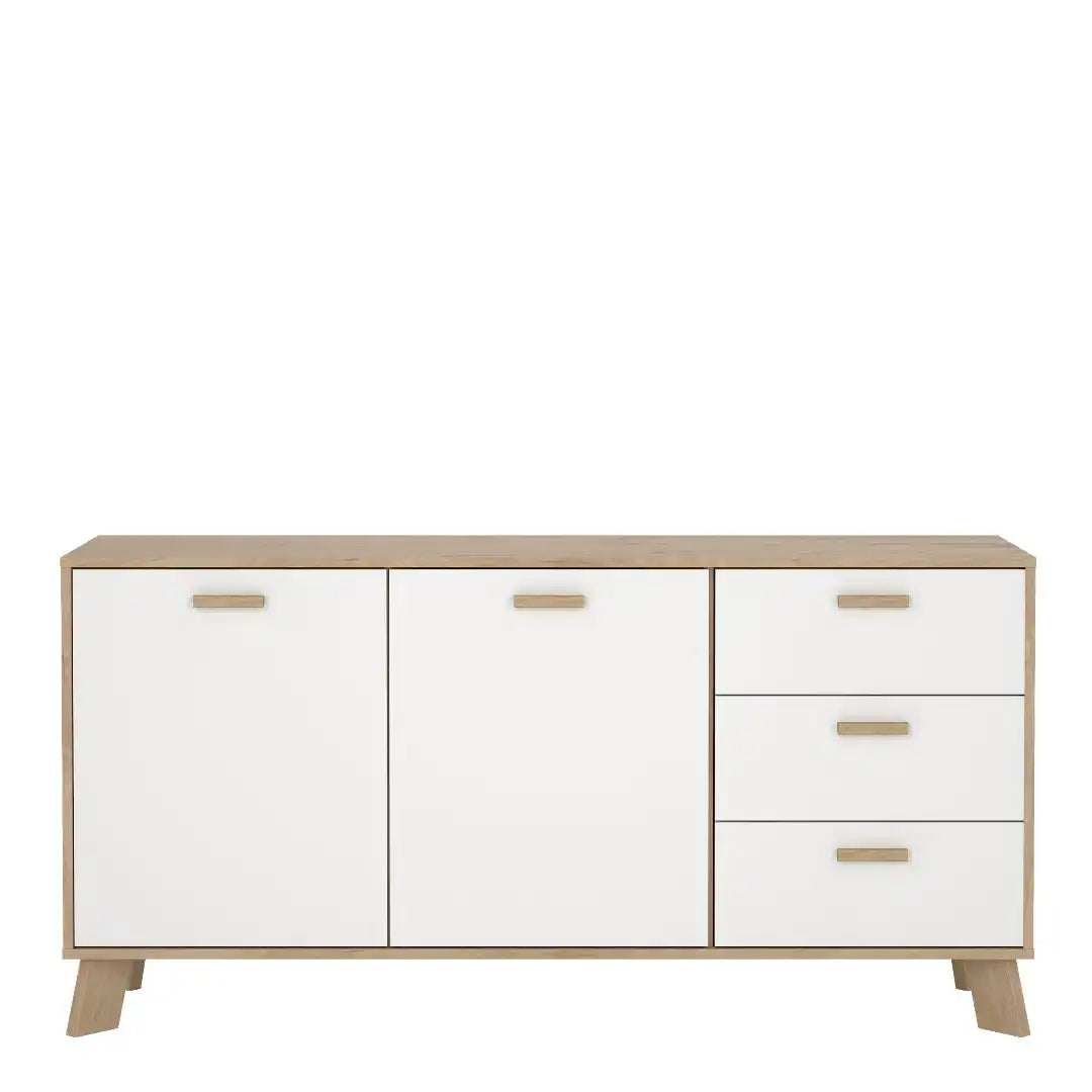 Ikast Sideboard 2 Doors + 3 Drawers in Jackson Hickory and White - Price Crash Furniture