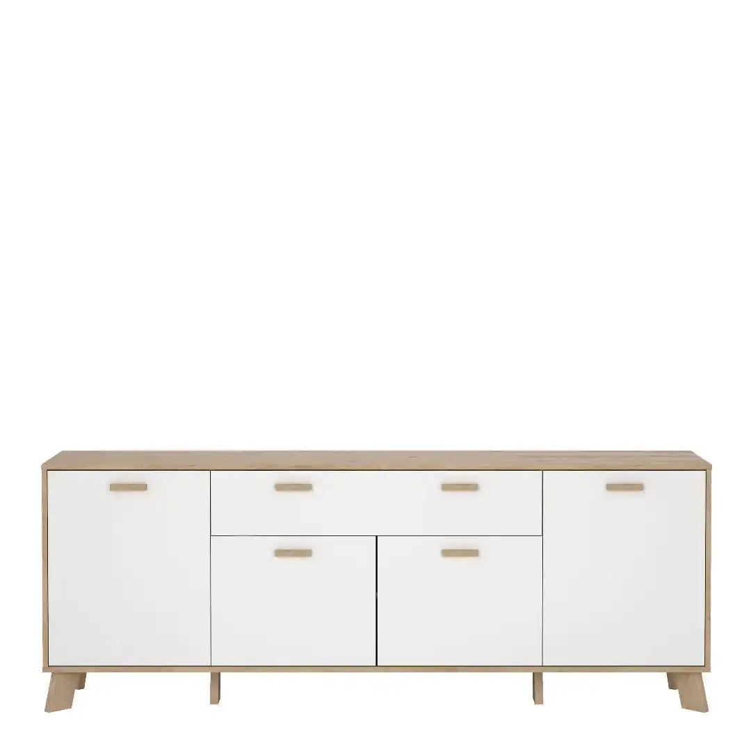 Ikast Sideboard 4 Doors + 1 Drawer in Jackson Hickory and White - Price Crash Furniture