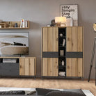 Arundel Wardrobe 4 Door 2 Drawer in Oak/Grey - Price Crash Furniture