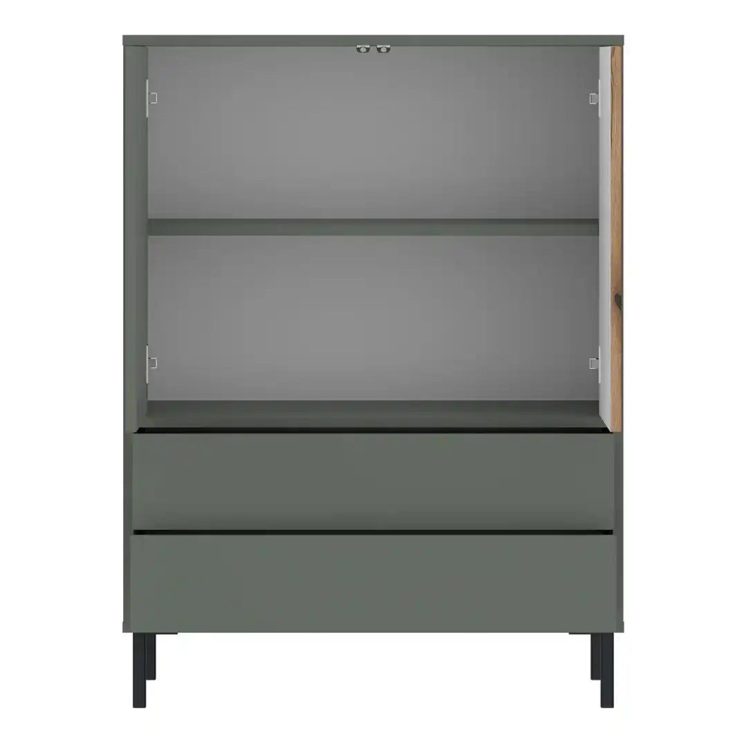 Darwin Sideboard 2 Door 2 Drawer in Green/Oak - Price Crash Furniture