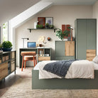 Darwin Sideboard 2 Door 2 Drawer in Green/Oak - Price Crash Furniture