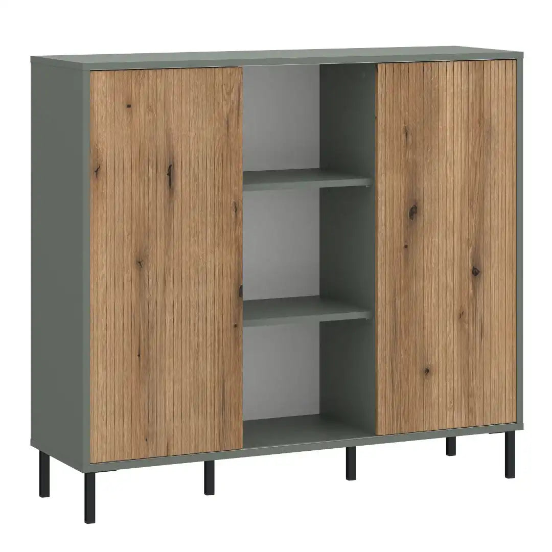 Darwin Sideboard 2 Door in Green/Oak - Price Crash Furniture