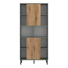 Darwin Bookcase 2 Door in Green/Oak - Price Crash Furniture