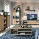 Darwin Bookcase 2 Door in Green/Oak - Price Crash Furniture