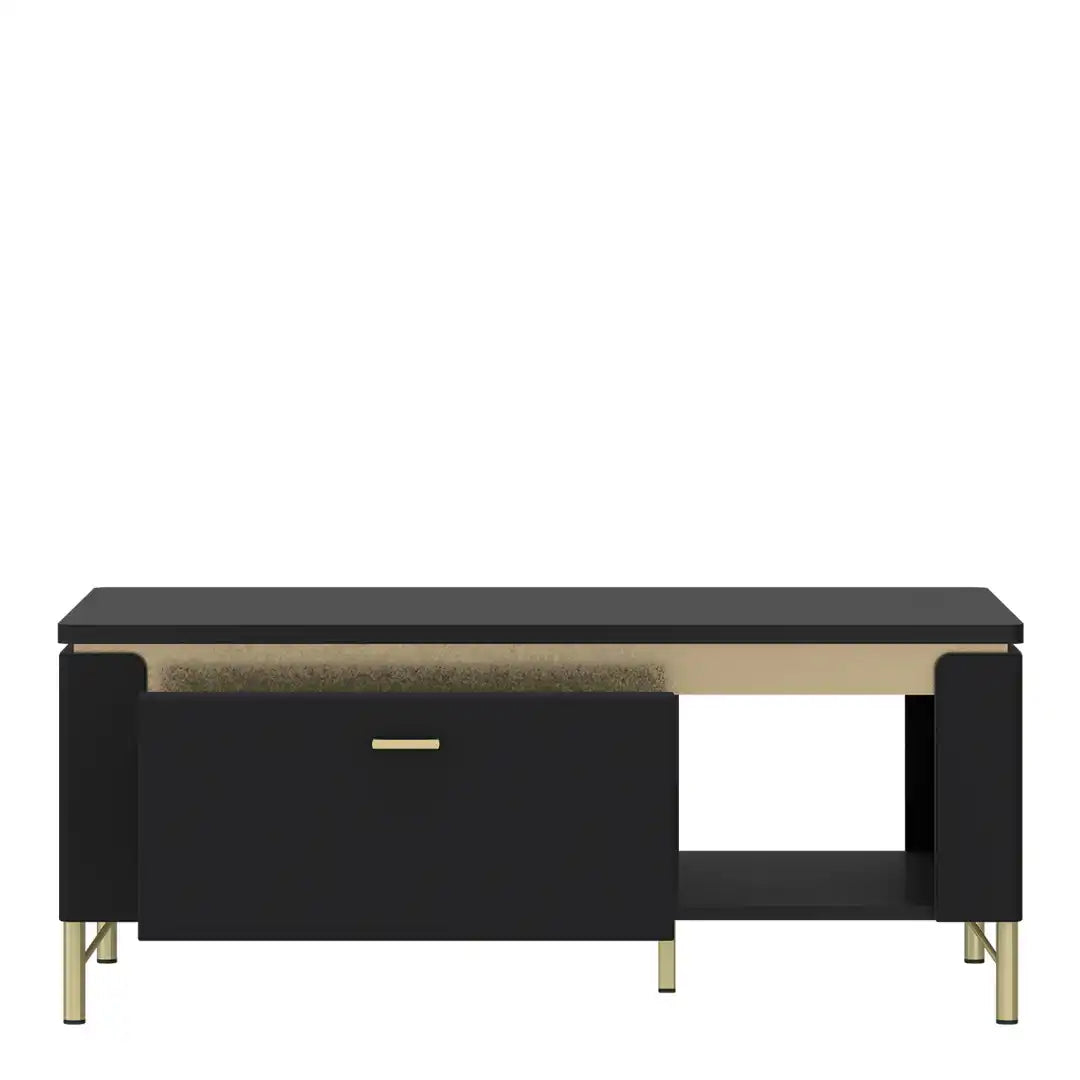 Genoa Coffee Table 1 Drawer in Black Matt/Gold - Price Crash Furniture