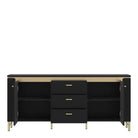 Genoa TV Cabinet 2 Door 3 Drawer 155cm Wide in Black Matt/Gold - Price Crash Furniture