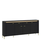 Genoa Sideboard 4 Door 2 Drawer in Black Matt/Gold - Price Crash Furniture