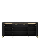 Genoa Sideboard 4 Door 2 Drawer in Black Matt/Gold - Price Crash Furniture