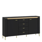 Genoa Sideboard 2 Door 4 Drawer in Black Matt/Gold - Price Crash Furniture