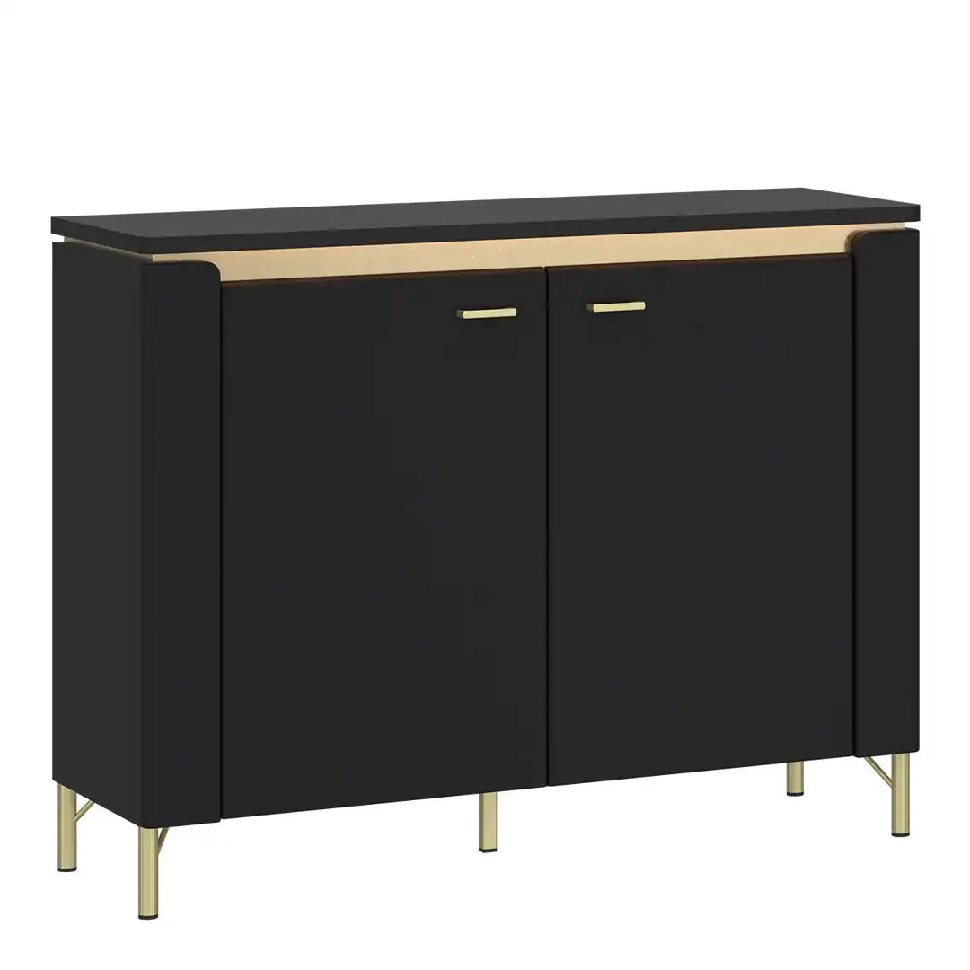 Genoa Sideboard 2 Door in Black Matt/Gold - Price Crash Furniture