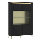 Genoa Vitrin 2 Door in Black Matt/Gold - Price Crash Furniture
