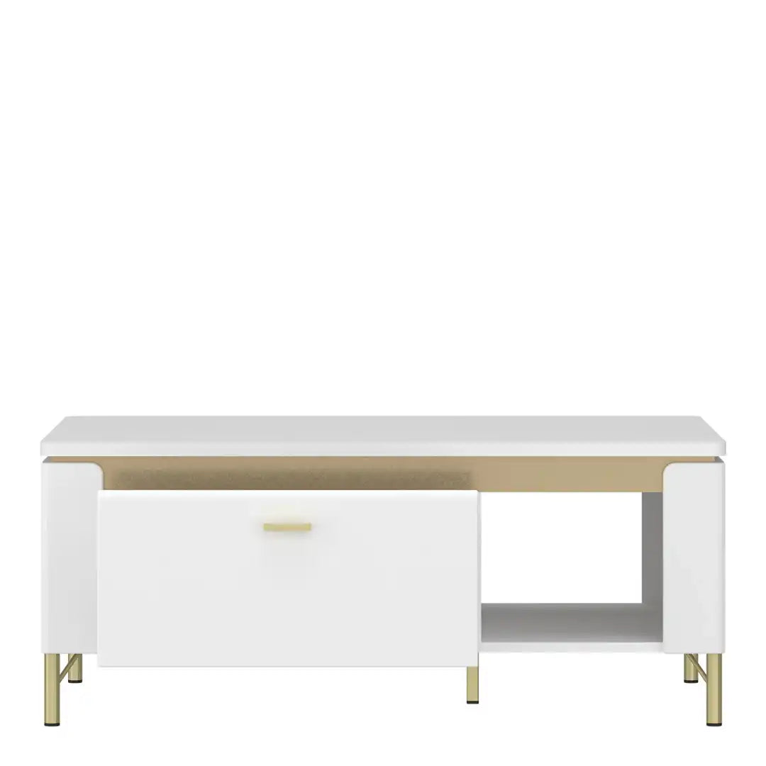 Lazio Coffee Table 1 Drawer in Alpine White/White Gloss - Price Crash Furniture