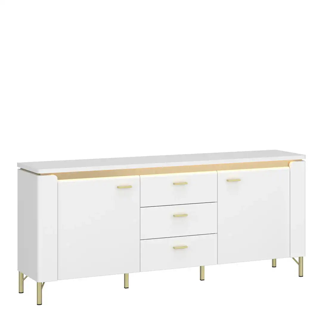 Lazio TV Cabinet 2 Door 3 Drawer in Alpine White/White Gloss - Price Crash Furniture