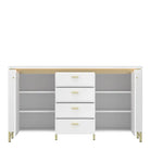 Lazio Sideboard 2 Door 4 Drawer in Alpine White/White Gloss - Price Crash Furniture