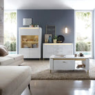 Lazio Sideboard 2 Door 4 Drawer in Alpine White/White Gloss - Price Crash Furniture