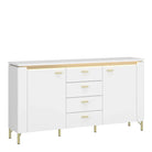 Lazio Sideboard 2 Door 4 Drawer in Alpine White/White Gloss - Price Crash Furniture