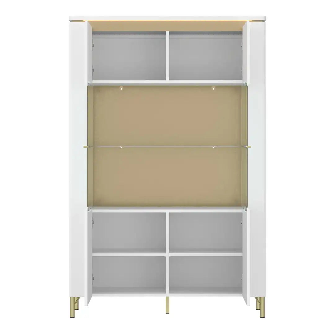 Lazio Vitrin 2 Door in Alpine White/White Gloss - Price Crash Furniture