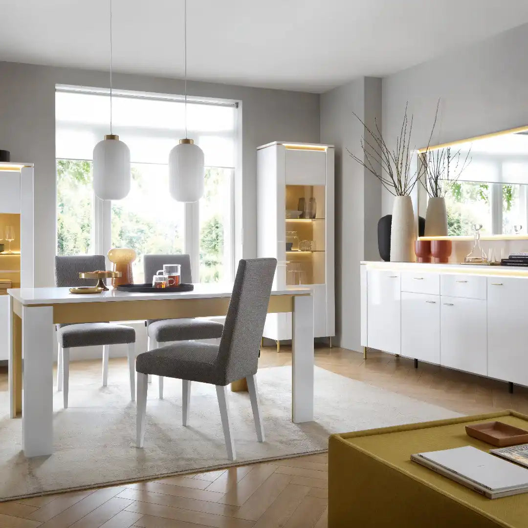 Lazio Vitrin 1 Door in Alpine White/White Gloss - Price Crash Furniture