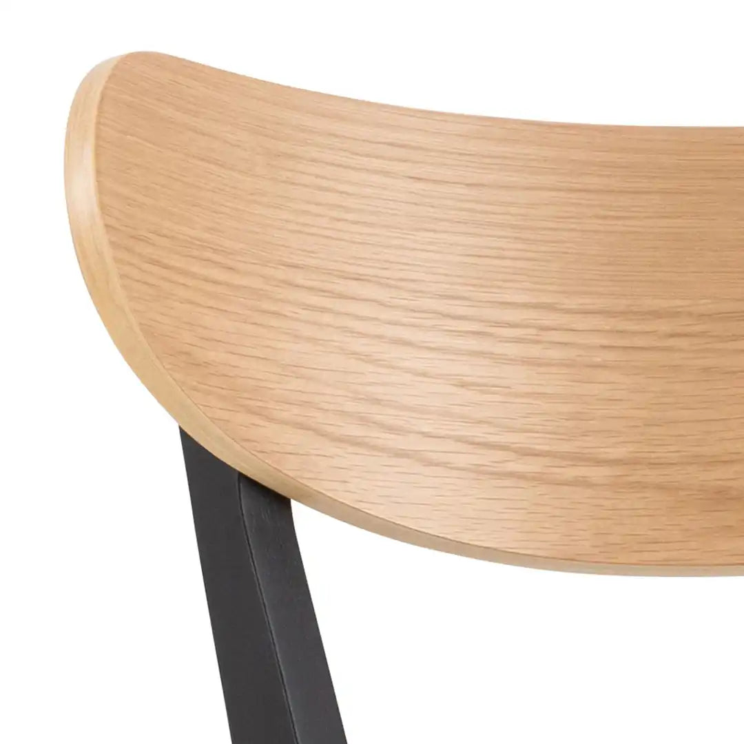 Roxby Bar Stool, Black and Oak Set of 2 - Price Crash Furniture