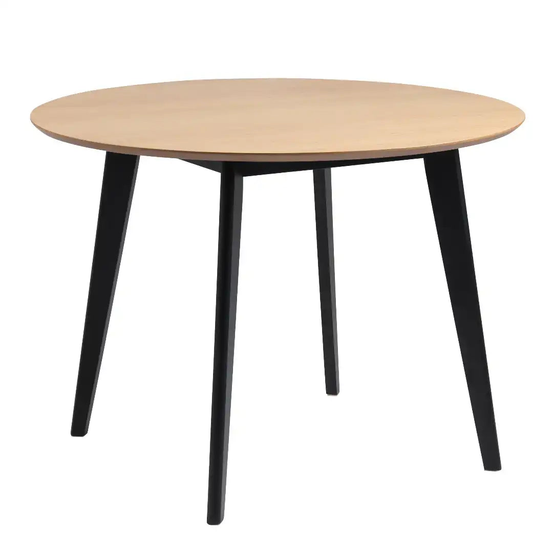 Roxby Round Dining Table in Oak & Black - Price Crash Furniture