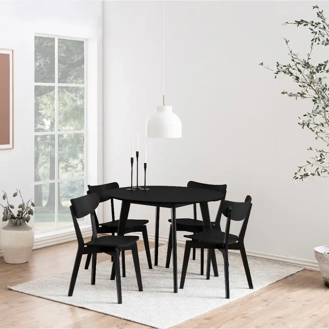 Roxby Round Dining Table in Black 105x76cm - Price Crash Furniture