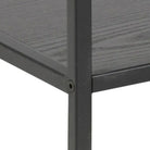 Seaford Wide Black Metal Bookcase with 4 Black Oak Shelves - Price Crash Furniture