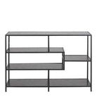 Seaford Wide Black Metal Bookcase with 4 Black Oak Shelves - Price Crash Furniture