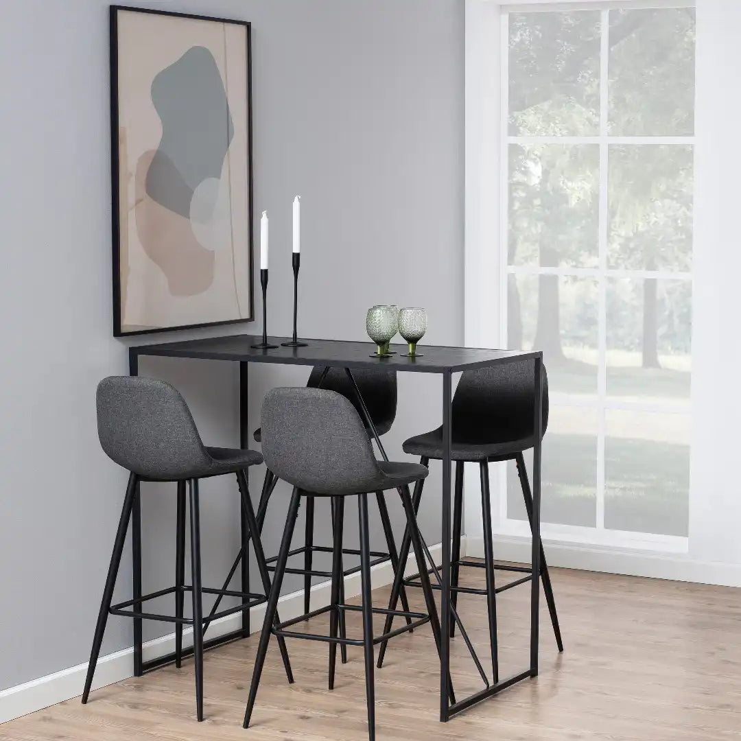 Seaford Black Metal Bar Table with Black Ash Top - Price Crash Furniture