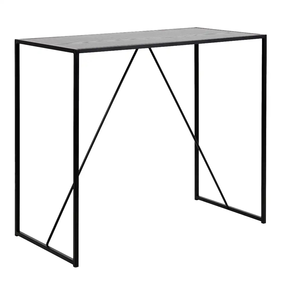 Seaford Black Metal Bar Table with Black Ash Top - Price Crash Furniture