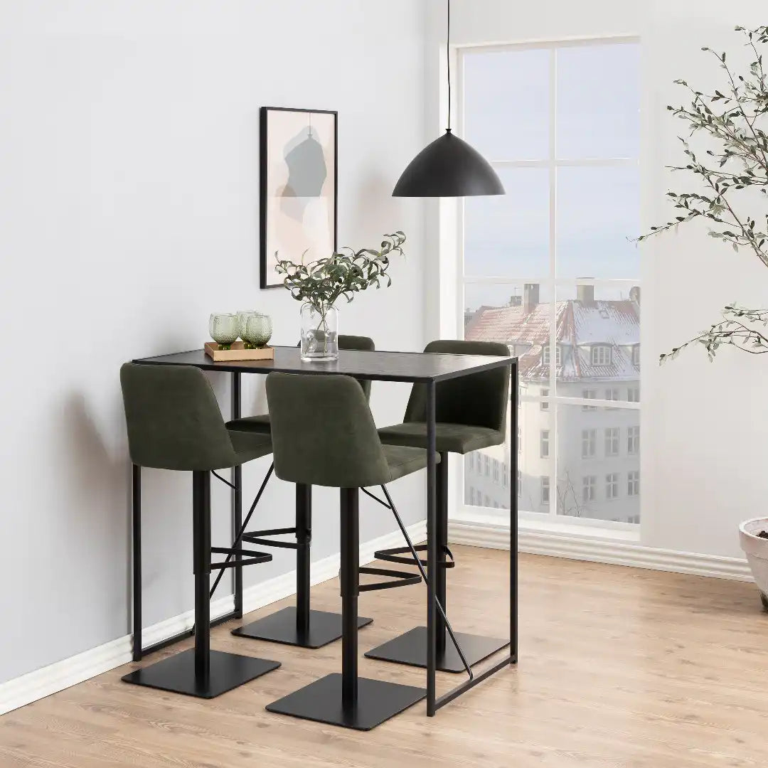 Seaford Black Metal Bar Table with Black Ash Top - Price Crash Furniture
