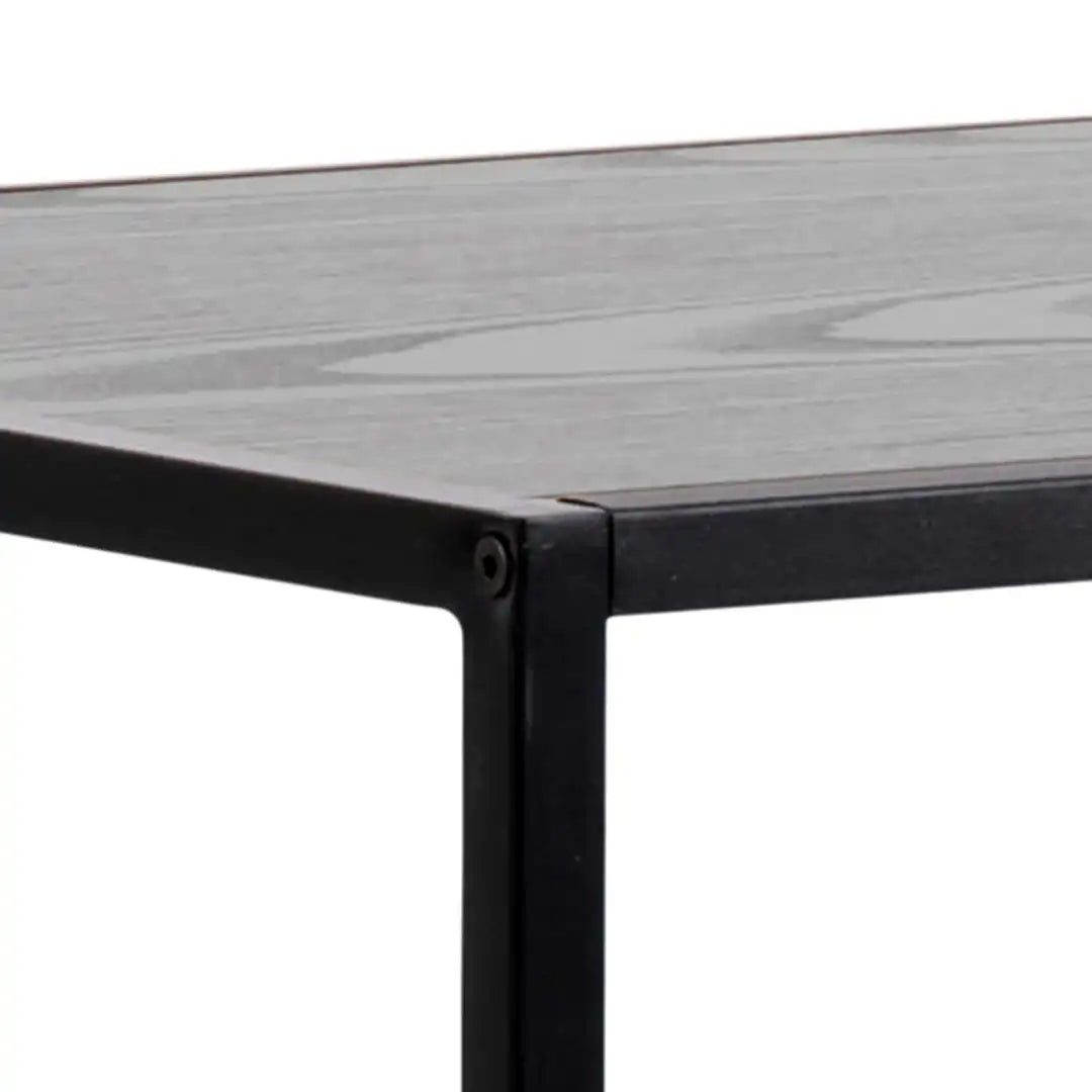 Seaford Black Metal Bar Table with Black Ash Top - Price Crash Furniture