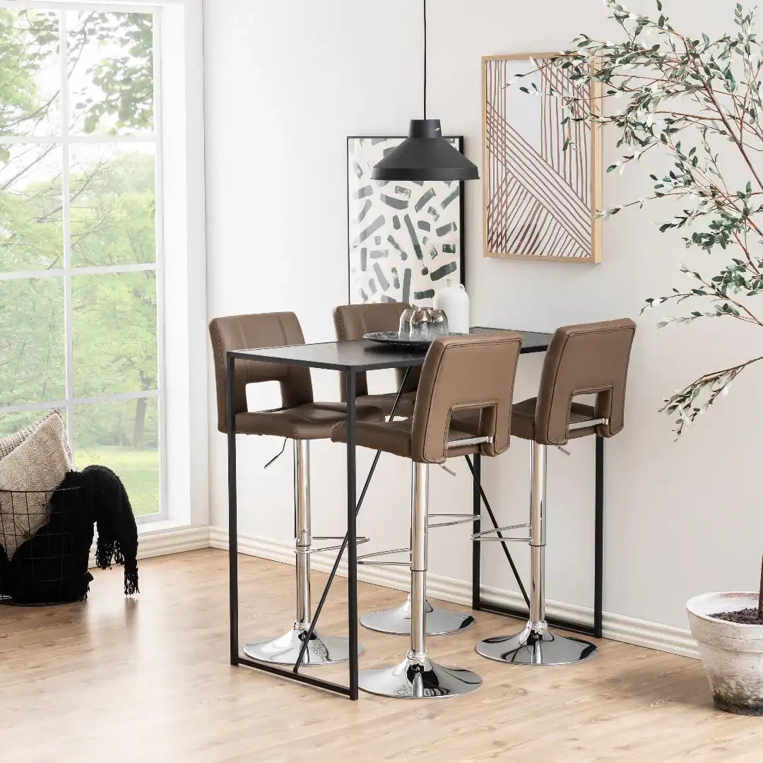 Seaford Black Metal Bar Table with Black Ash Top - Price Crash Furniture